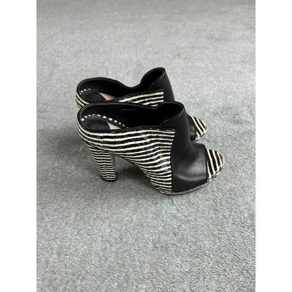 Derek Lam 10 Crosby Jiles Mules Size 7M Black Leather Stripes - Picture 4 of 11